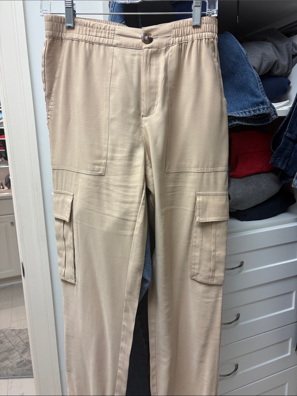 Sanctuary Beige Cropped Cargo Ankle Pants